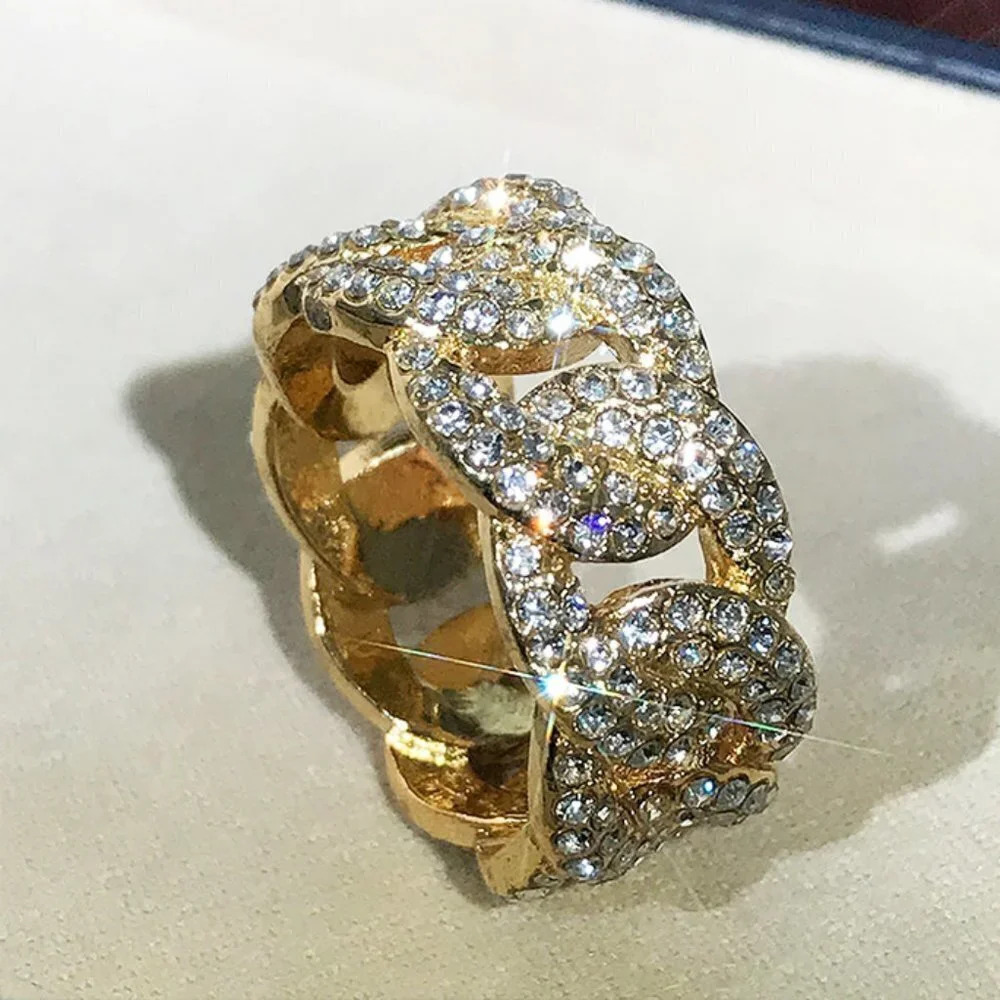 Elegant Gold Crystal Women's/Men's Statement Ring Sz 10 Unisex - Picture 4 of 12